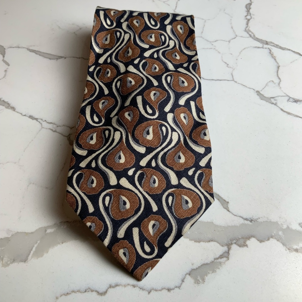 Giorgio Armani Cravatte 100% Linen Paisley Men's Tie. - Picture 6 of 7
